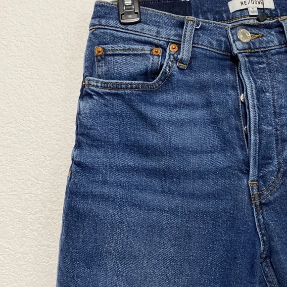 Re/Done 90's High Rise Dusk Destroy Ankle Crop Jeans Distressed Size 27 - Picture 7 of 13